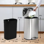 Bigacc 13 Gallon 50 Liter Kitchen Trash Can with Touch-Free & Motion Sensor,Automatic Stainless-Steel Garbage Can,Anti-Fingerprint Mute Designed Trash Bin Brushed Stainless Steel