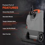 36-Gallon Portable Camper / RV Tote Tank - Features Large Heavy-Duty No-Flat Wheels & Built-In Gate Valve - Removable Steel Tow Adapter,3??RV Sewer Hose & More RV Accessories (39006)