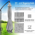 KESSER? Aluminium Cantilever Parasol + Cover Diameter 350 cm and Crank Device Crank Umbrella with Stand UV Protection Aluminium Water-Repellent Canopy 360?? Function Garden Umbrella Market Umbrella