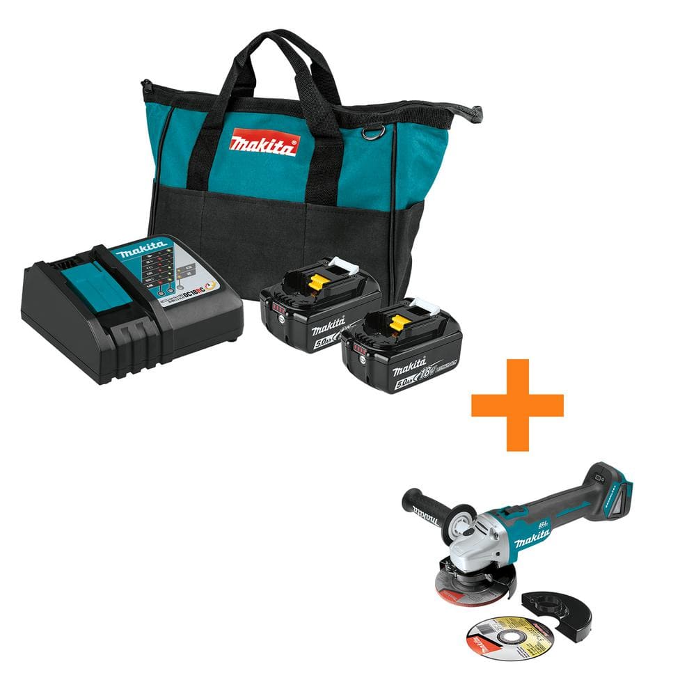 18-Volt LXT Battery and Rapid Optimum Charger Starter Pack (5.0Ah) with bonus 18V LXT Brushless Cut-Off/Angle Grinder BL1850BDC2XAG04 18-Volt LXT Battery and Rapid Optimum Charger Starter Pack (5.0Ah) with bonus 18V LXT Brushless Cut-Off/Angle Grinder BL1850BDC2XAG04