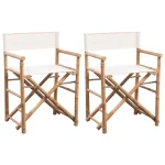 2 Folding Bamboo Director's Chairs