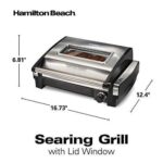 Hamilton Beach Electric Indoor Searing Grill with Viewing Window and Removable EasytoClean Nonstick Plate,6Serving,ExtraLarge Drip Tray,Stainless Steel 25361