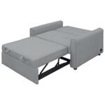 g 488243 Convertible Sleeper Sofa Bed MultiFunctional Adjustable Single Bed Chair with USB Port and 2 Pillows for Small Space Grey