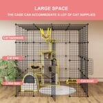 AOjingbei Large Cat Cage Enclosure Indoor Cat Playpen Metal Wire 4-Tier Kennels Crate Ideal