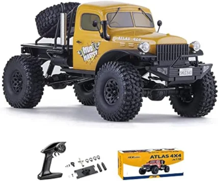 RocHobby Atlas 1/10 RC Crawler,4WD 2.4Ghz RC Rock Truck Off Road,Hobby RC Car Indoor&Outdoor 2 in 1,RC Vehicles for Adults Need to Complete with Battery,Yellow