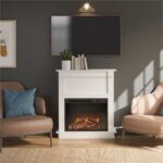 Ameriwood Home Ellsworth Fireplace with Mantel,White - Cozy Electric Heater