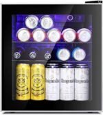 Antarctic Star Mini Fridge Cooler ?C 60 Can Beverage Refrigerator Glass Door for Beer Soda or Wine ?C Glass Door Small Drink Dispenser Machine Clear Front Removable for Home,Office or Bar,16cuft
