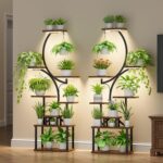 BACEKOLL Plant Stand Indoor with Grow Light,8 Tiered Tall Plant Stands