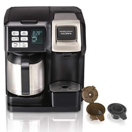 Hamilton Beach FlexBrew Thermal Coffee Maker,Single Serve & Full Pot,Compatible with K-Cup Pods or Grounds,Programmable,Black and Stainless (49966)