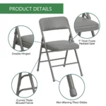 Amazingforless 2-Pack Folding Chair Foldable Metal Frame Chairs with Backrest&Padded Seats for Dining Meetings Wedding Events-Black
