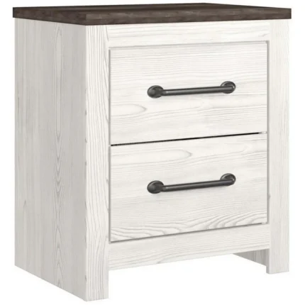Jule 25 Inch Modern Rustic Wood Nightstand,2 Tone,Gray Plank Top,White By Casagear Home