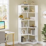 Tribesigns 6-Tier Corner Bookshelf,64.9 Inch Tall Bookcase with Anti-Drop Panel