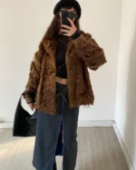 Leather jacket with fur