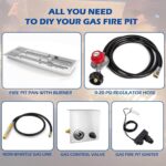 GRISUN Drop-in Fire Pit Kit 30 x 10 Inch,H-Shape Burner with Pan