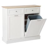 LOUVIXA Tilt Out Trash Can Cabinet with Double Hidden Trash Can Holder