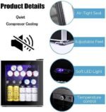 Antarctic Star Mini Fridge Cooler ?C 60 Can Beverage Refrigerator Glass Door for Beer Soda or Wine ?C Glass Door Small Drink Dispenser Machine Clear Front Removable for Home,Office or Bar,16cuft