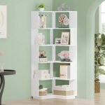 Tribesigns 6-Tier Corner Bookshelf,64.9 Inch Tall Bookcase with Anti-Drop Panel