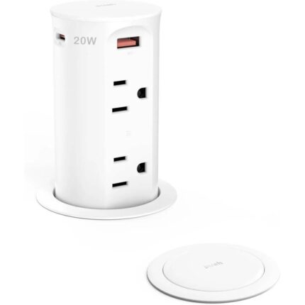 Jgstkcity Pop up Outlet for Countertop,20W USB C Fast Charging,White
