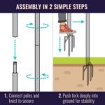 String Light Poles for Outdoors 2 x 9ft Twist Connection Pole to Stay Straight Strong for LED Hanging Solar Bulbs for House Garden Patio Wedding Cafe Party