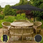 Grey 3m LED Cantilever Parasol with Rain Cover