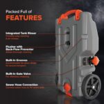 36-Gallon Portable Camper / RV Tote Tank - Features Large Heavy-Duty No-Flat Wheels & Built-In Gate Valve - Removable Steel Tow Adapter,3??RV Sewer Hose & More RV Accessories (39006)