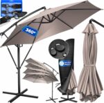 KESSER? Aluminium Cantilever Parasol + Cover Diameter 350 cm and Crank Device Crank Umbrella with Stand UV Protection Aluminium Water-Repellent Canopy 360?? Function Garden Umbrella Market Umbrella
