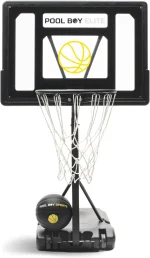 All-In-One Pool Basketball Hoop ?C Includes Composite Basketball,Air Pump,& Tools ?C Matte Black Heavy Duty Set ?C Adjustable Poolside Basketball Goal ?C Made for Kids,Teens,& Adults