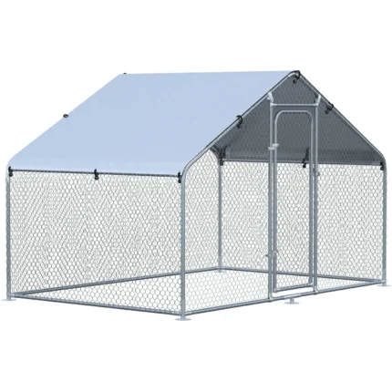 XCJDILAO PawHut Large Coop Metal Run with Waterproof and Anti-UV Cover Spire Shaped Walk-in Fence Cage Hen House for Outdoor and Yard Farm Use 1.26?? Tube Diameter 9.8' x 6.6' x 6.4'