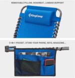 4Fold Outdoor Folding Chaise Lounge Chair for Beach,Sunbathing,Patio,Pool,Lawn,Deck,Portable Lightweight HeavyDuty Adjustable Camping Reclining Chair with Pillow,Blue