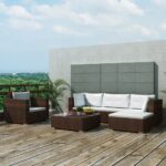 5 Seater Rattan Garden Lounge Set With Cushions