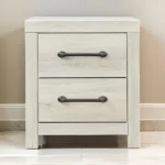 2 Drawer Nightstand with Bar Handles,White By Casagear Home