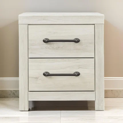 2 Drawer Nightstand with Bar Handles,White By Casagear Home