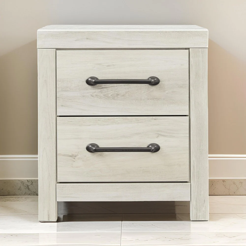 2 Drawer Nightstand with Bar Handles,White By Casagear Home 2 Drawer Nightstand with Bar Handles,White By Casagear Home