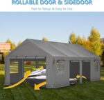 Thanaddo Heavy Duty Car Port with Roll-up Sidewall and Ventilated Windows