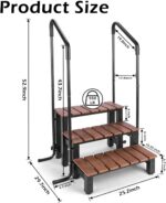 Hot tub Steps with handrails 550 LB Load Capacity above Ground Stairs Pool Steps Three Steps hot tub Steps with Railing RV Steps with Handrails Outdoor Spa Bathtub Step Ladder with Handrails