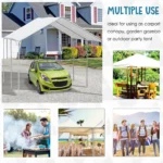 Outsunny 10'x20' Carport Heavy Duty Galvanized Car Canopy with Included Anchor Kit,3 Reinforced Steel Cables,White
