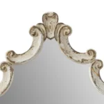 30 Inch Accent Wall Mirror,Carved Ornate Scrollwork Antique White Fir Wood By Casagear Home