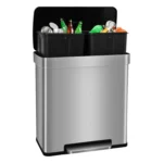Bigacc 13 Gallon 50 Liter Kitchen Trash Can with Touch-Free & Motion Sensor,Automatic Stainless-Steel Garbage Can,Anti-Fingerprint Mute Designed Trash Bin Brushed Stainless Steel