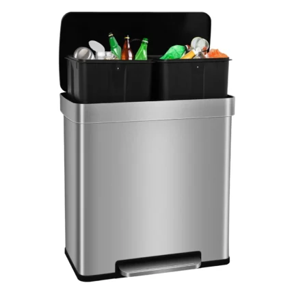 Bigacc 13 Gallon 50 Liter Kitchen Trash Can with Touch-Free & Motion Sensor,Automatic Stainless-Steel Garbage Can,Anti-Fingerprint Mute Designed Trash Bin Brushed Stainless Steel