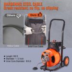 Drain Cleaner Machine 100FT x 1/2Inch,Auto Feed Sewer Snake Auger with 4 Cutter & Air-activated Foot Switch for 1" to 4" Pipes,Orange,Black