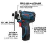 BOSCH CLPK22-120 12V Max Cordless 2-Tool 3/8 in. Drill/Driver and 1/4 in. Impact Driver Combo Kit with 2 Batteries,Charger and Case,Blue