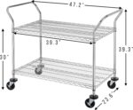 Finnhomy 2-Tier Commercial Grade Rolling Cart with Wheels and Handles