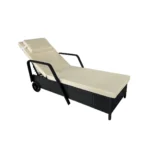 Rattan Sun Lounger with Wheels