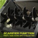 AJ805E 15-Inch 13-Amp Electric Dethatcher and Scarifier w/Removeable 13.2-Gal Collection Bag, 5-Position Height Adjustment, Airboost Technology Increases Lawn Health, Green