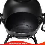 SINGLYFIRE Patio Backyard Wooden Fire Pit with Chiminea Cover Rust-Free Iron