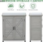 SoliWood Outdoor Storage Cabinet & Potting Bench Table with Metal Top