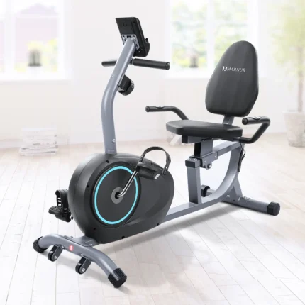 MARNUR Recumbent Exercise Bike with 8 Levels Adjustable Resistance,LCD Monitor,Pad Holder,Wheels