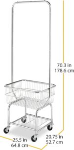 Whitmor Commercial Rolling Laundry Butler with Wire Storage Rack