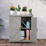 SoliWood Outdoor Storage Cabinet & Potting Bench Table with Metal Top