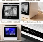HAVA Countertop Dishwasher,6 Programs Portable Dishwashers with 5L Built-in Water Tank